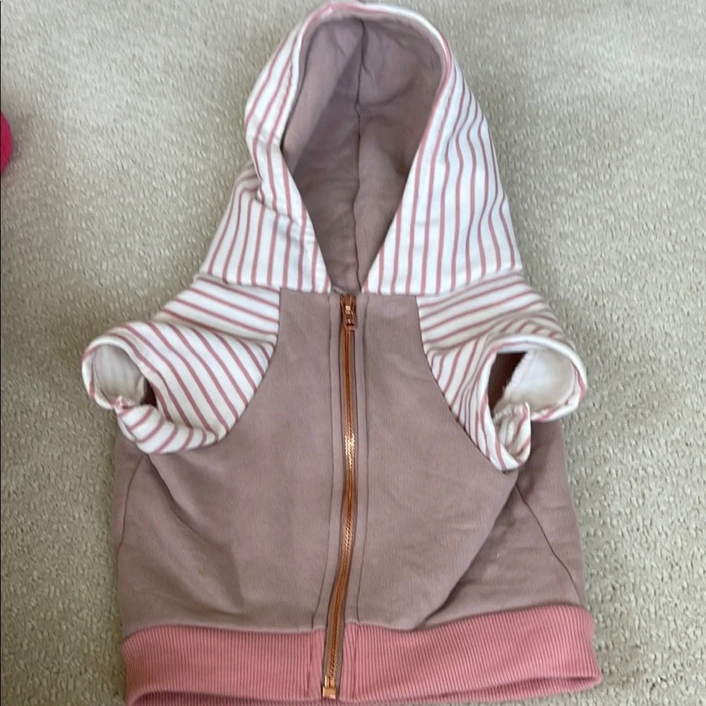 Pink and White Striped Dog Hoodie